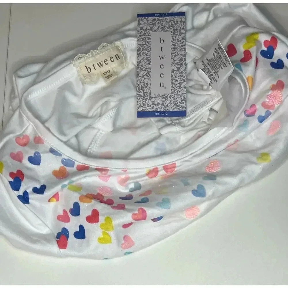 NWT Btween Cropped Valentine's Day Heart Shirt - Size 10/12 - Picture 3 of 4